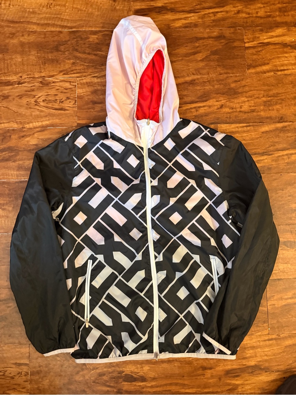 Armani Exchange Reversible Raincoat Windbreaker Red/white Jacket Logo Men’s M